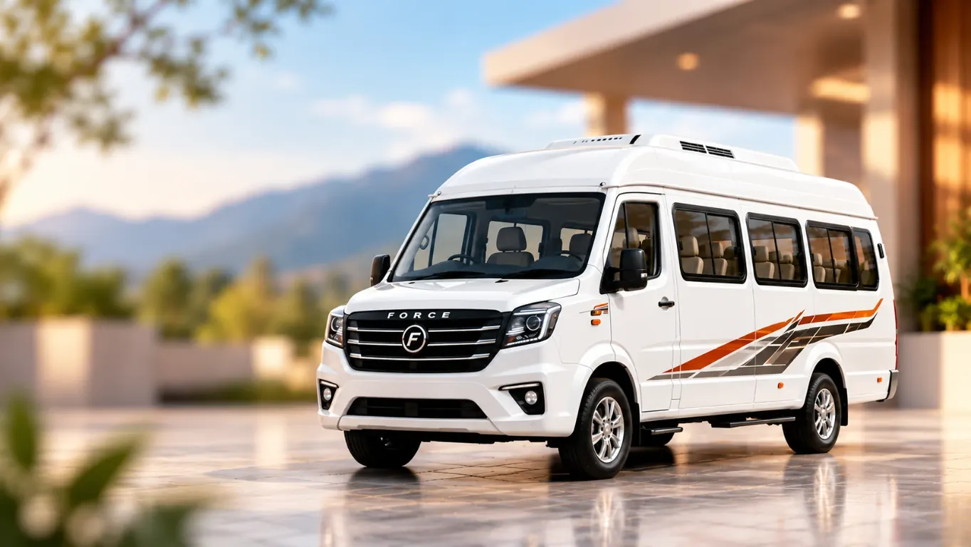 White Tempo Traveller ready for a group journey